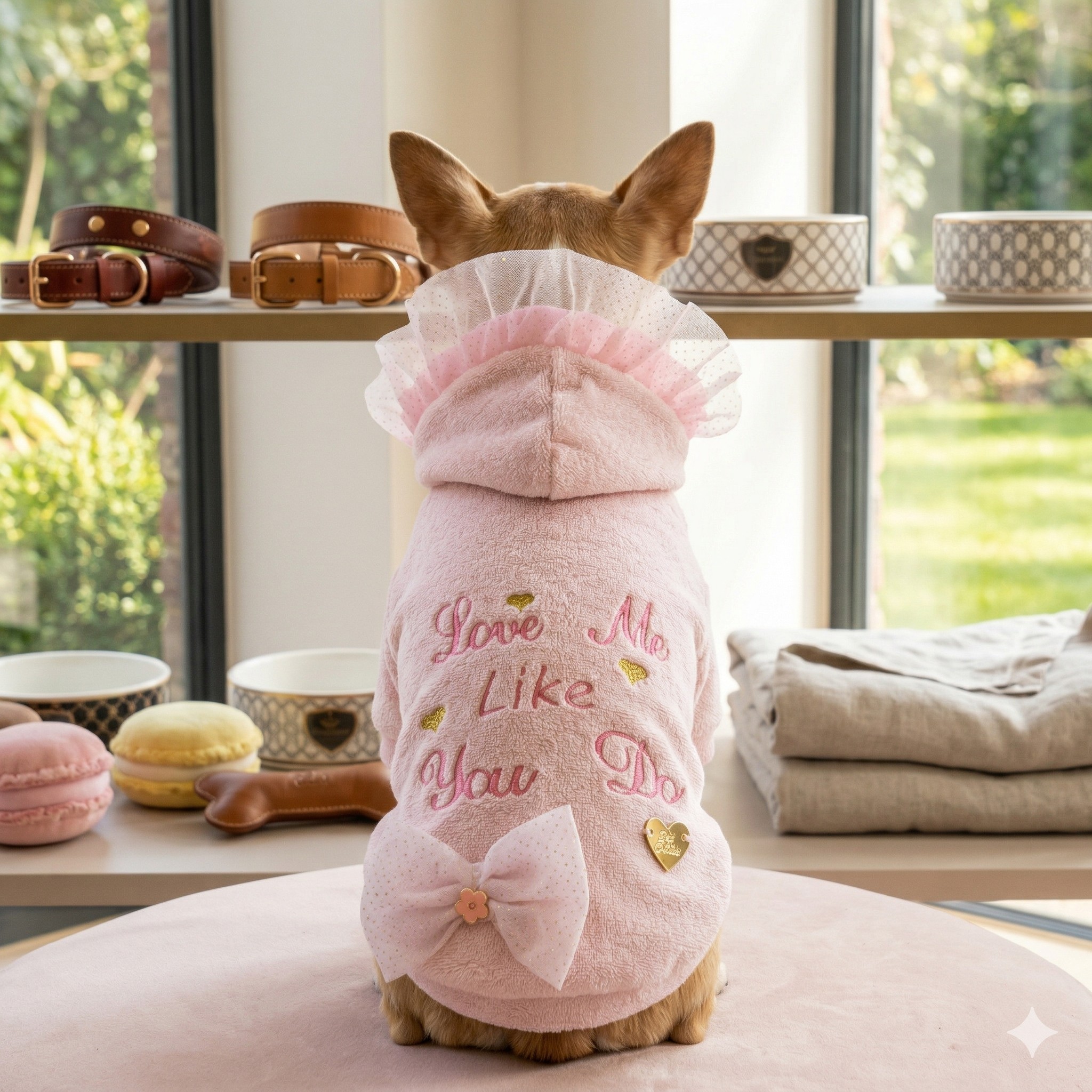Love Me Like You Do Sweatshirt - Ciniglietta Morbida con Borchiette